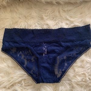 NWOT Victoria’s Secret Ensign Blue Floral Lace Hiphugger Panty Size S
